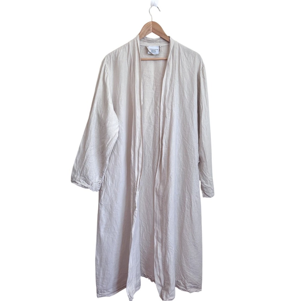 Parachute Womens 100%. Linen Robe Duster Medium Bone Beige Loungewear Minimalist - Picture 1 of 7